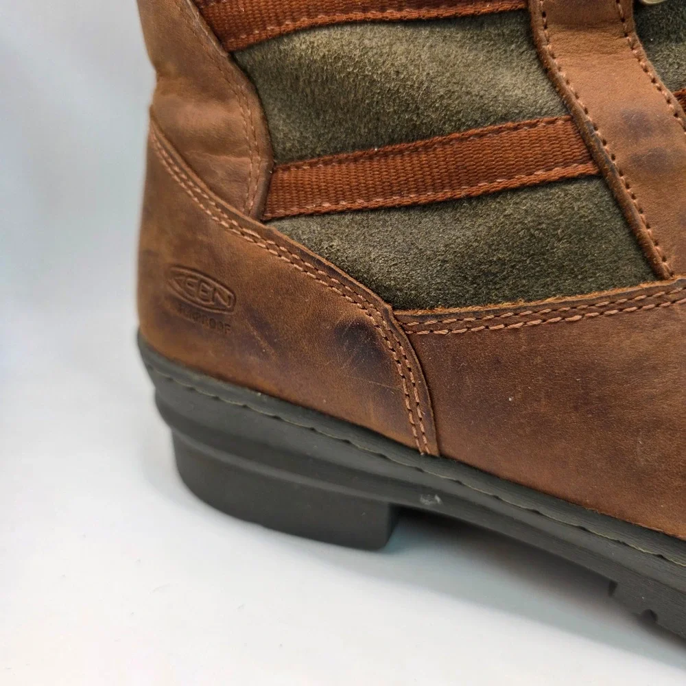 Keen Womens Wapato Boot Size 9.5 Tall Waterproof Brown Leather Lace Up Sherpa